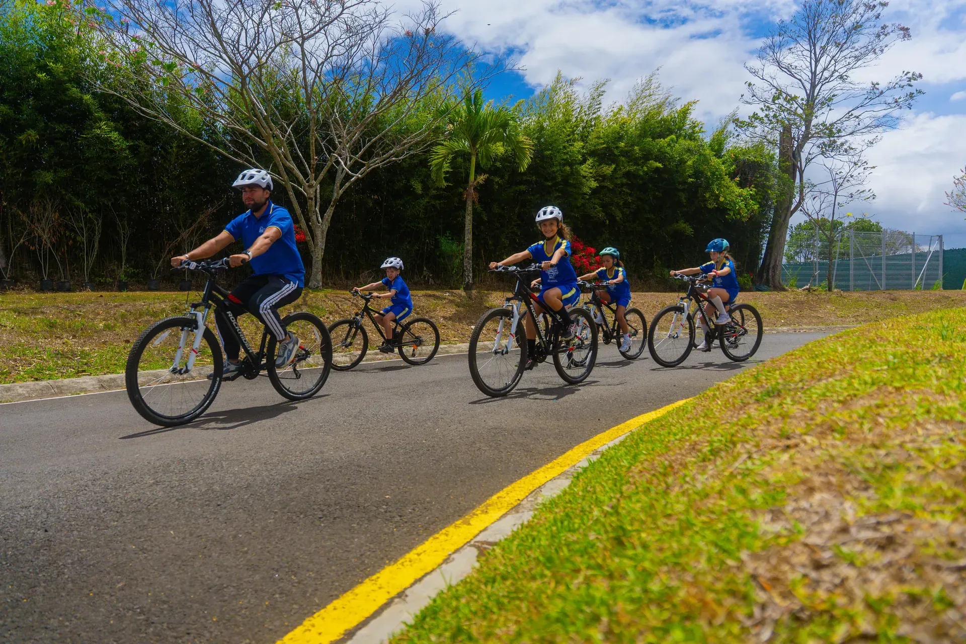 Students riding bicycles at Golden Valley School