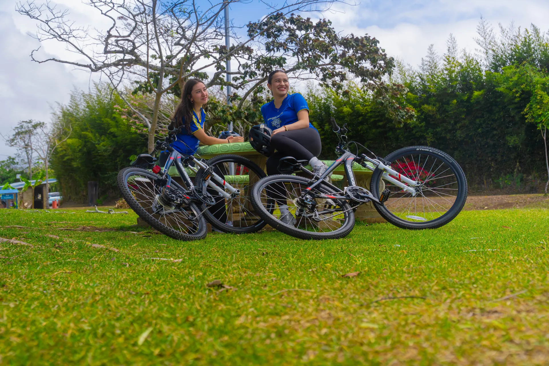 GVS student cycling on campus